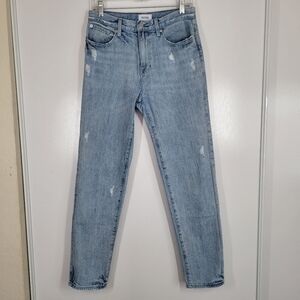 Pistola Women's 27 Presley High Rise Relaxed Rolled Distressed Jeans‎ Light Blue